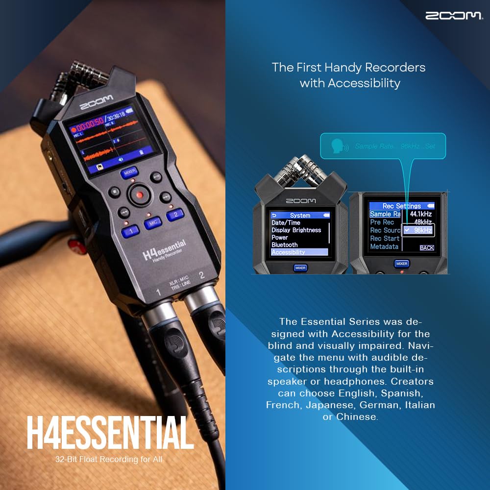 Amazon.com: Zoom H4essential 4-Track Handy Recorder, 32-Bit Float